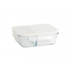 Nouveau ???? Boîte de Conservation en Verre avec Compartiments Rectangle 950 ml Pebbly ????