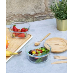 Vente flash ???? Boîte de Conservation en Verre et Bambou Rond 620 ml Pebbly ???? 4 Vente flash ???? Boîte de Conservation en Verre et Bambou Rond 620 ml Pebbly ???? -Lock and Lock Shop boite de conservation en verre et bambou rond 620 ml pebbly 1