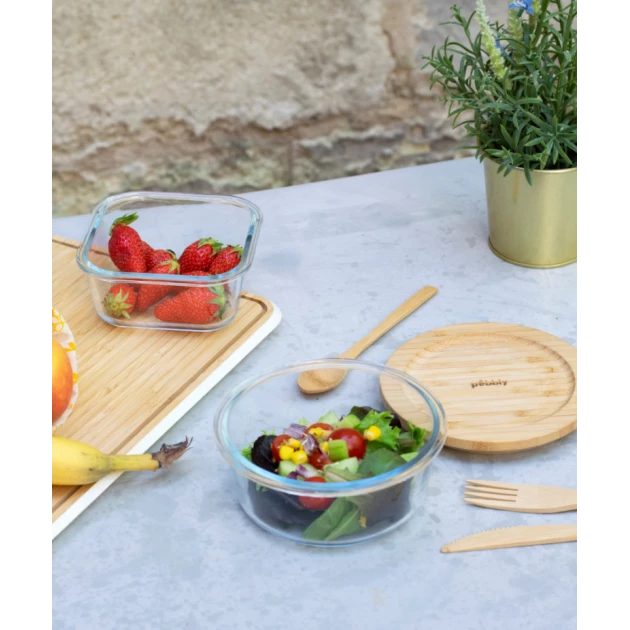 Boîte de Conservation en Verre et Bambou Rond 620 ml Pebbly Vente flash ???? Boîte de Conservation en Verre et Bambou Rond 620 ml Pebbly ???? -Lock and Lock Shop boite de conservation en verre et bambou rond 620 ml pebbly 1