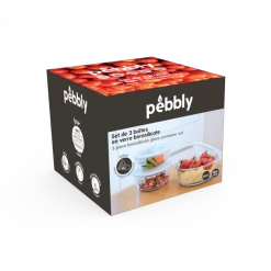 Lock and Lock Shop -Lock and Lock Shop lot 3 boites de conservation en verre rond pebbly 1