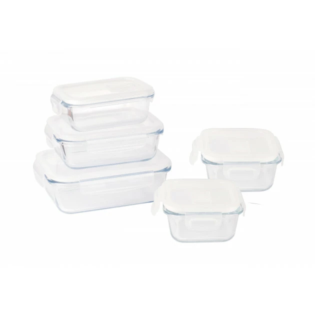 Lot 5 Boîtes de Conservation en Verre Pebbly Nouveau ???? Lot 5 Boîtes de Conservation en Verre Pebbly ???? -Lock and Lock Shop lot 5 boites de conservation en verre pebbly