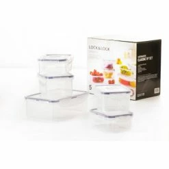 Nouveau ???? Lot de 5 Boîtes de Conservation Plastique 350 ml - 470 ml - 1 L Lock and Lock ????